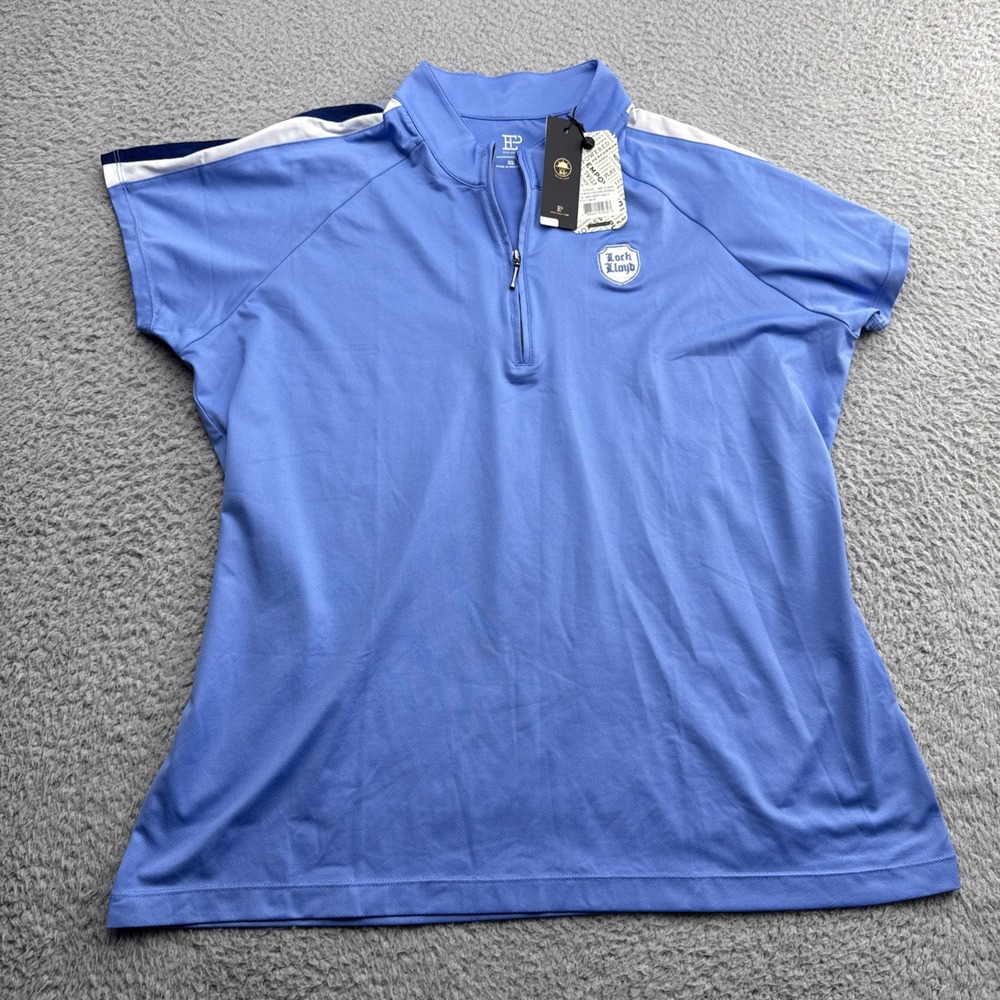 EP New York EPNY Golf Shirt Top Womens XL S/S Zip Mock Polo Loch Lloyd Tennis